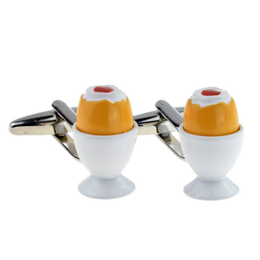 Pair of Boiled Chicken Eggs in Egg Cups Cufflinks | Ashton and Finch