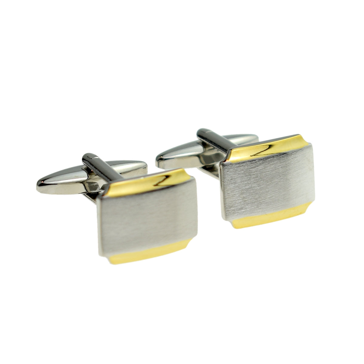 Two Tone Curved Matt & Gold Classic cufflinks (engravable) | Ashton and Finch