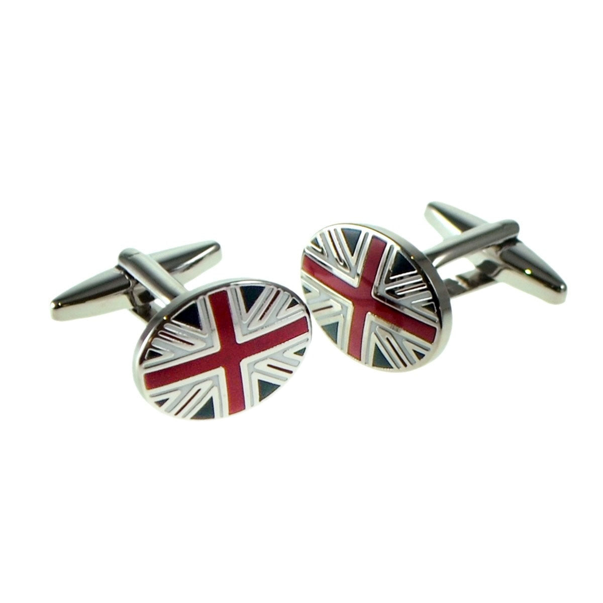 Enamelled Union Jack Oval Flag Cufflinks | Ashton and Finch