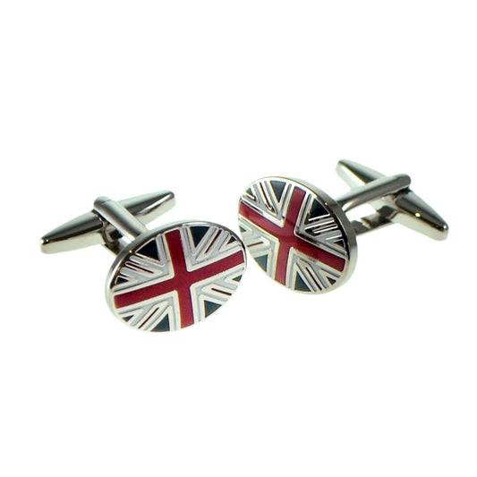 Enamelled Union Jack Oval Flag Cufflinks | Ashton and Finch