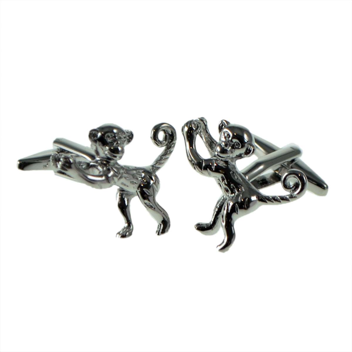 Curly Tailed Rhodium Plated Monkey Cufflinks | Ashton and Finch