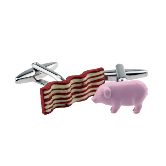 Fun Bacon & Pig Design Cufflinks (N343 + N198) | Ashton and Finch