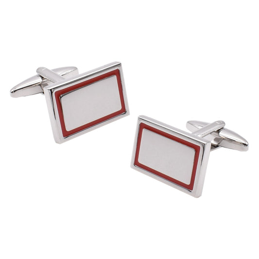 Plain Rectangle with Red Outline Cufflinks | Ashton and Finch