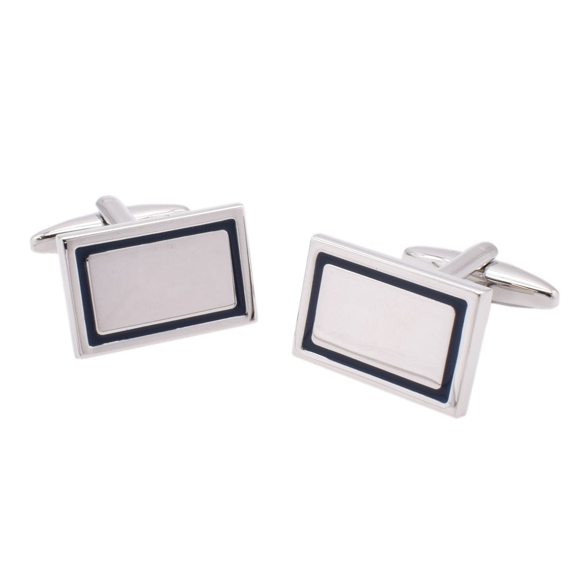 Plain Rectangle with Black Outline Cufflinks | Ashton and Finch