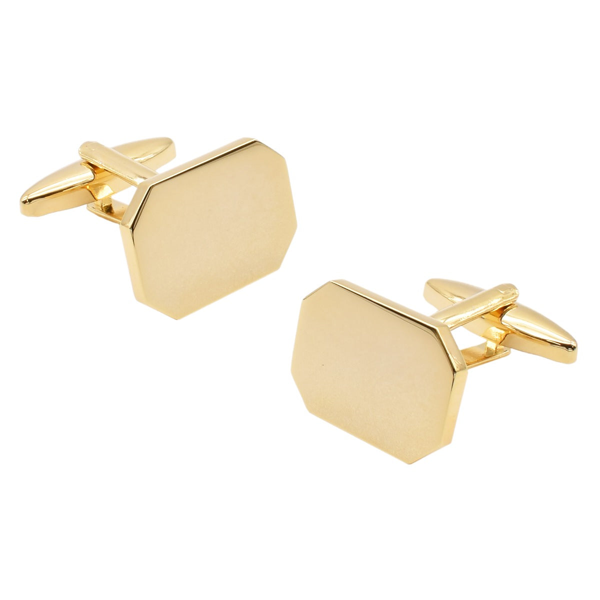 Deluxe Thickness Irregular Octagon Gold Colour Cufflinks (Engravable) | Ashton and Finch
