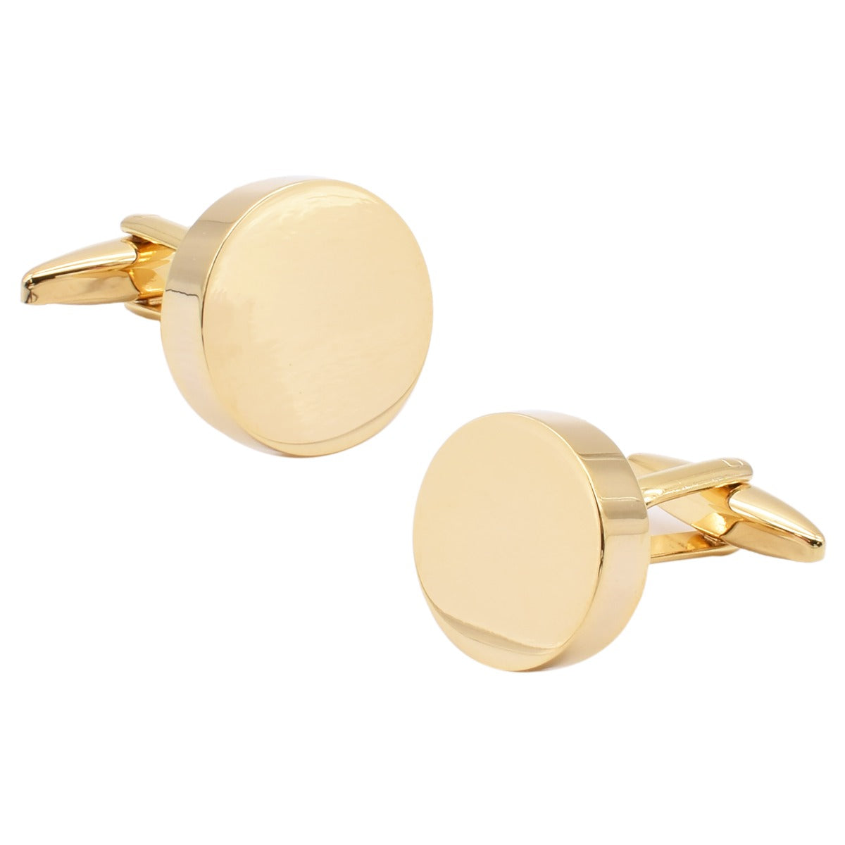 Large Round Gold Coloured Cufflinks (Engravable) | Ashton and Finch
