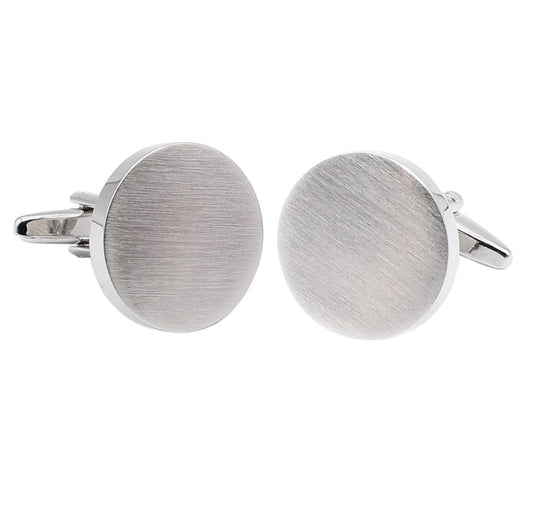 Brushed Matt Finish Deluxe Round Cufflinks - Unboxed | Ashton and Finch