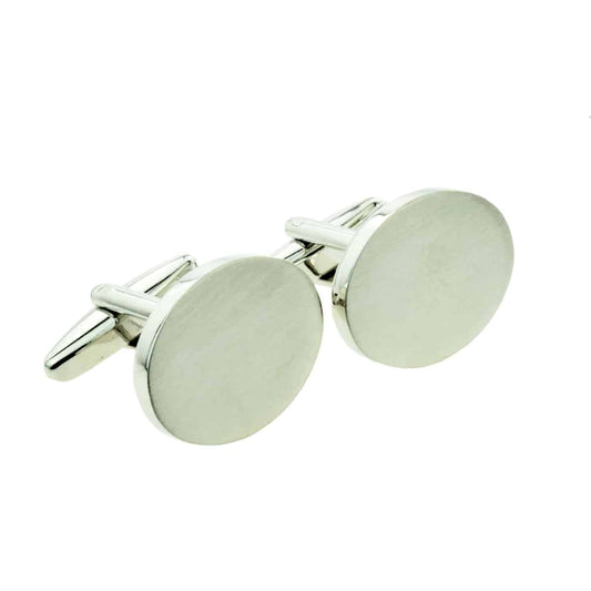 Brushed Matt Finish Deluxe Oval Cufflinks - Unboxed | Ashton and Finch