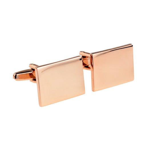 Plain Rose Gold Rectangle Cufflinks (engravable 20 x 15mm) | Ashton and Finch