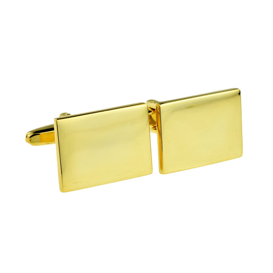 Plain Gold Rectangle Cufflinks (engravable 20 x 15mm) | Ashton and Finch