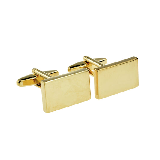 Deluxe Gold Rectangle Cufflinks (20 x 12 x 3mm engravable) | Ashton and Finch