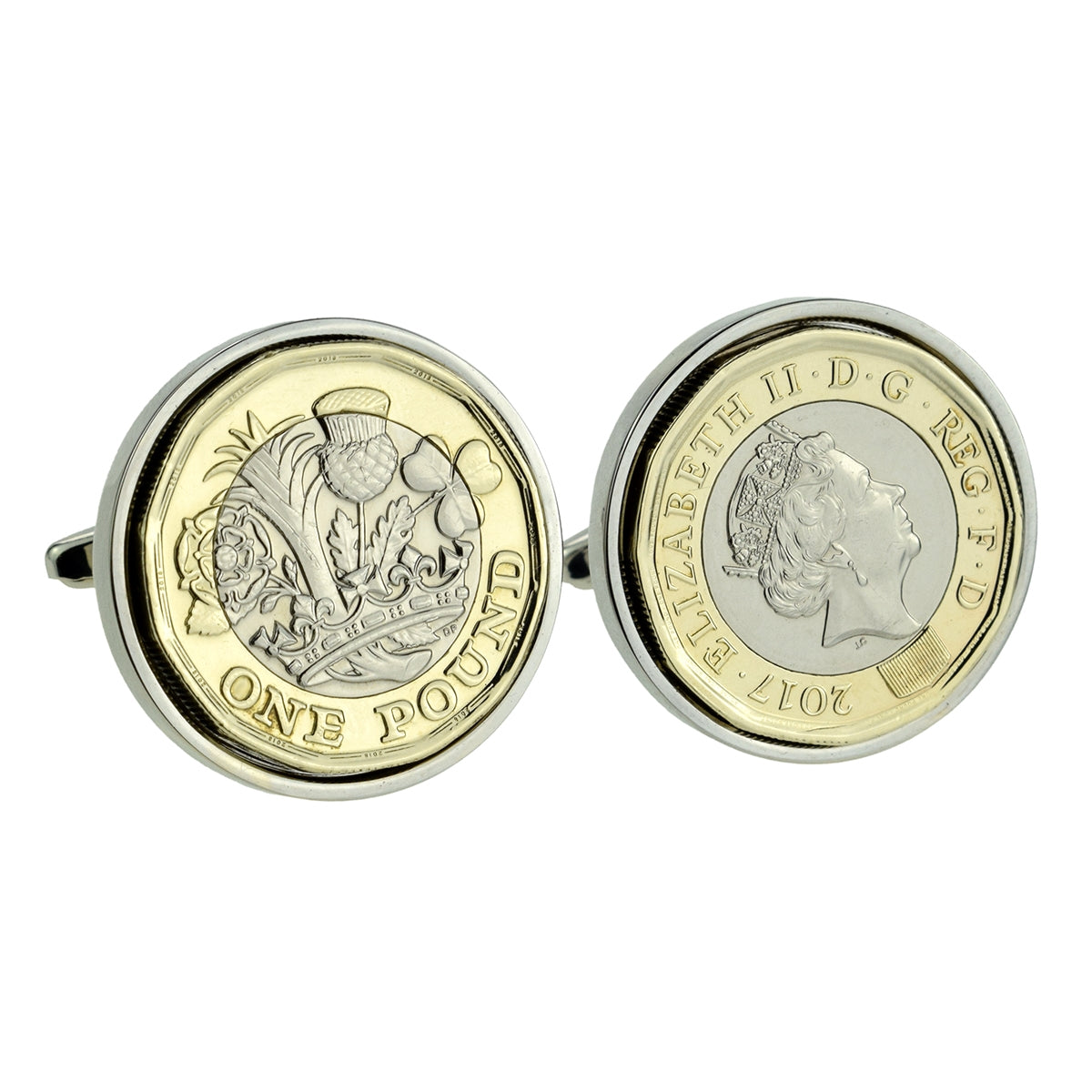 Polished £1 Coin Novelty Cufflinks | Ashton and Finch