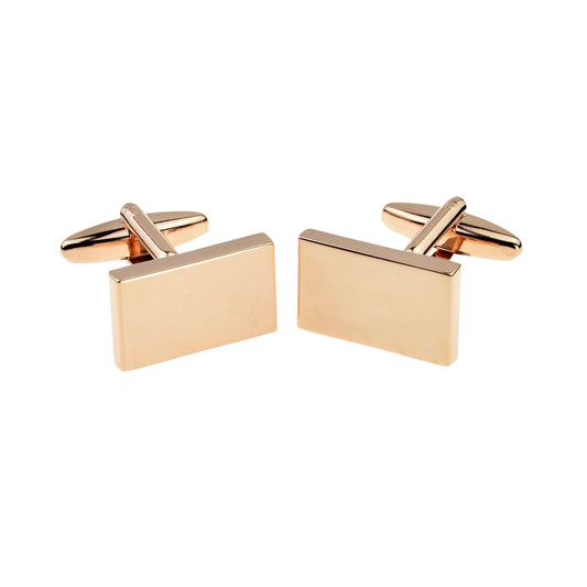 Plain Rose Gold Rectangle Cufflinks  (20 x 12mm engravable) | Ashton and Finch