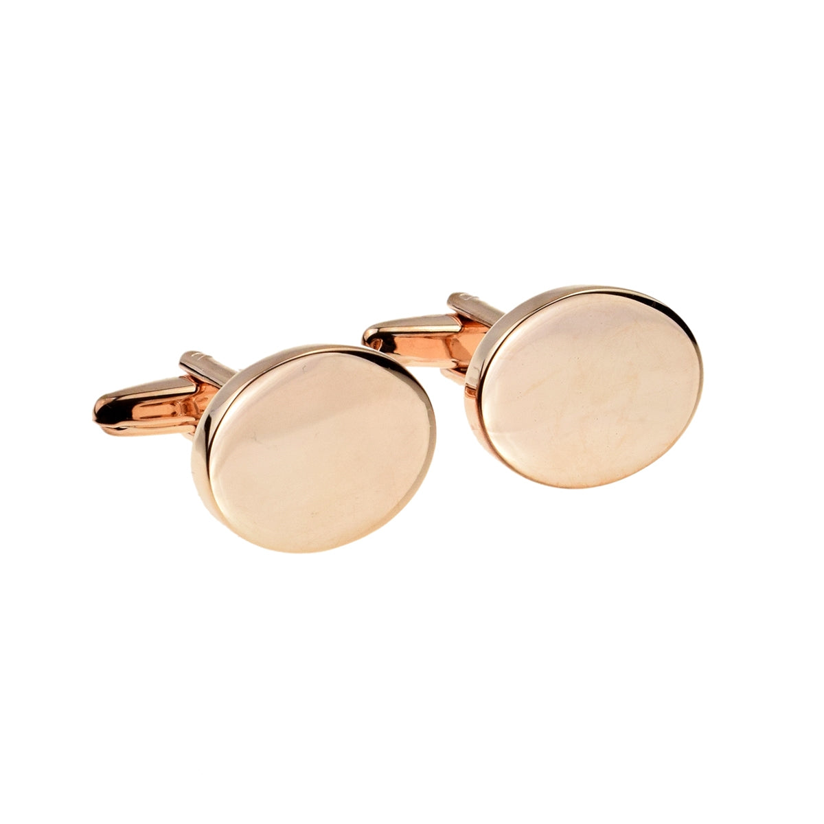 Plain Rose Gold Oval Cufflinks (20 x 16mm engravable) | Ashton and Finch