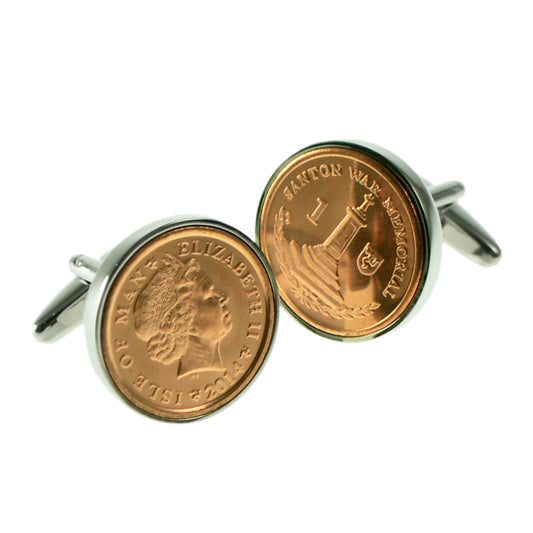 Manx Isle of Man1p Piece Coin Cufflinks | Ashton and Finch