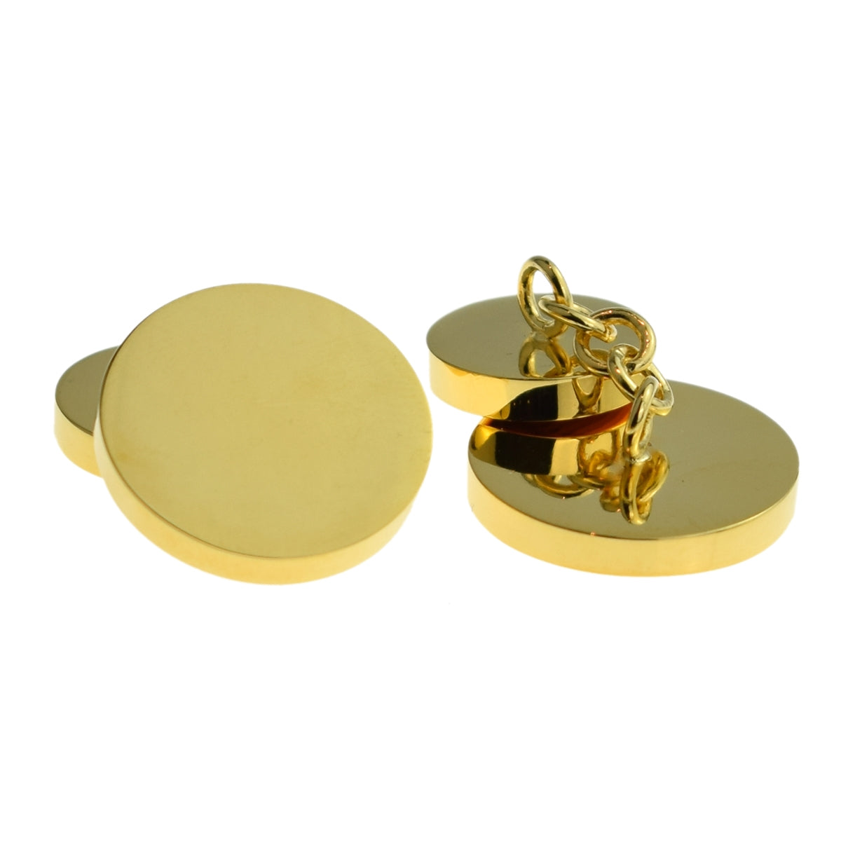 Plain Gold Plated Round Chain Style Cufflinks (20mm engravable) | Ashton and Finch