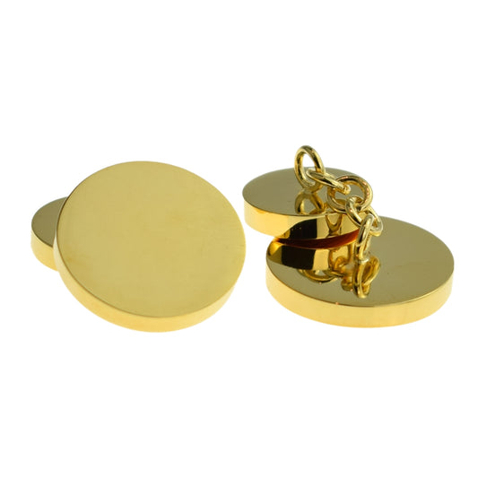 Plain Gold Plated Round Chain Style Cufflinks (20mm engravable) | Ashton and Finch