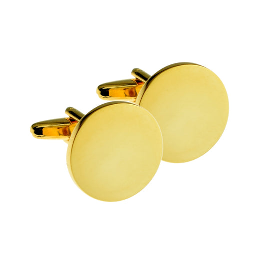 Plain Round Gold Plated Engraveable Cufflinks (20mm engravable) | Ashton and Finch