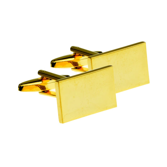 Plain Gold Rectangle Cufflinks (20 x 12mm engravable) | Ashton and Finch