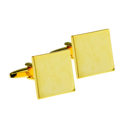 Plain Square Gold Plated Engraveable Cufflinks (17mm engravable) | Ashton and Finch