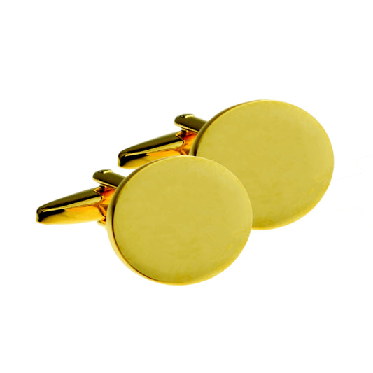 Plain Gold Oval Cufflinks (19 x 15mm engravable) | Ashton and Finch