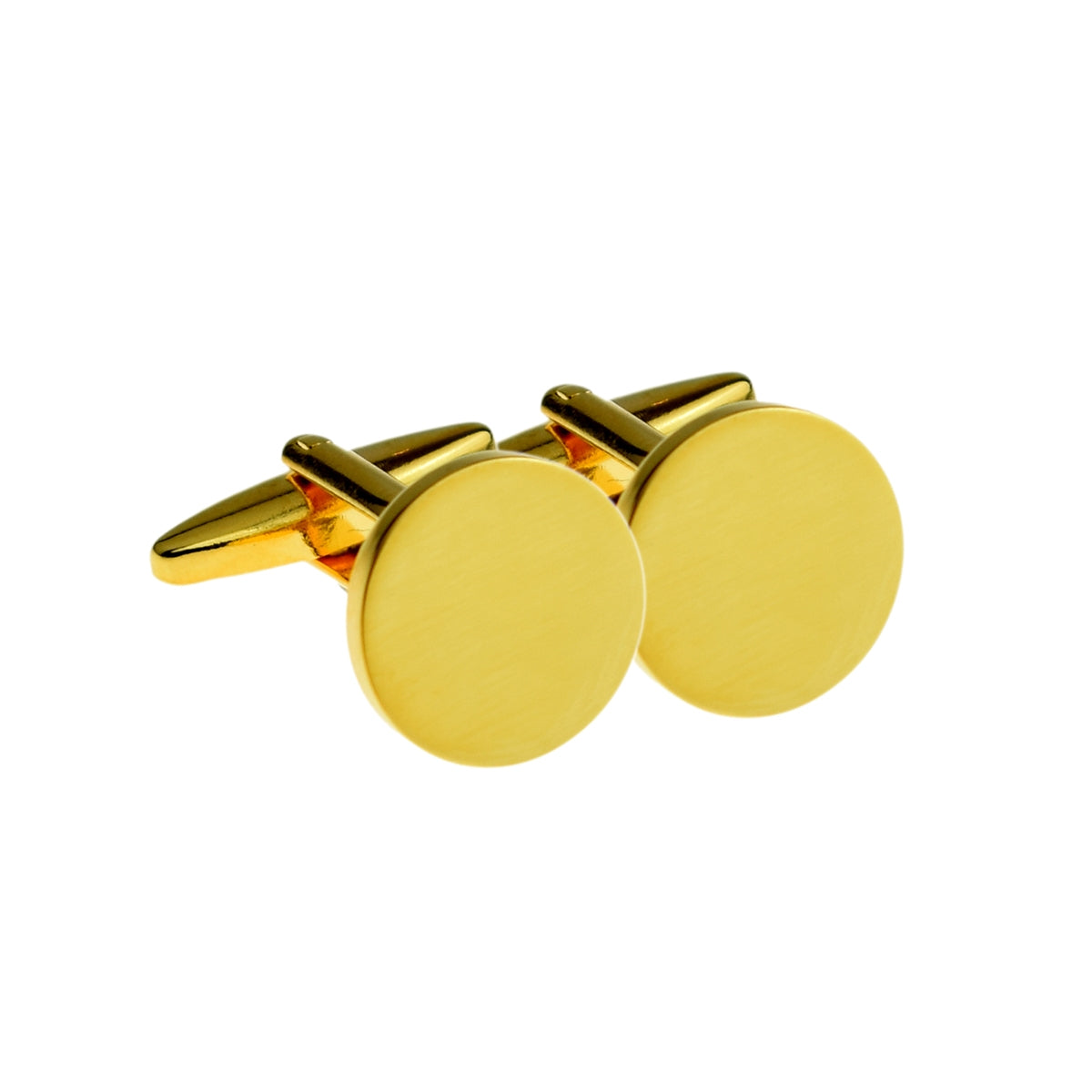 Plain Round Gold Plated Cufflinks (15mm engravable) | Ashton and Finch