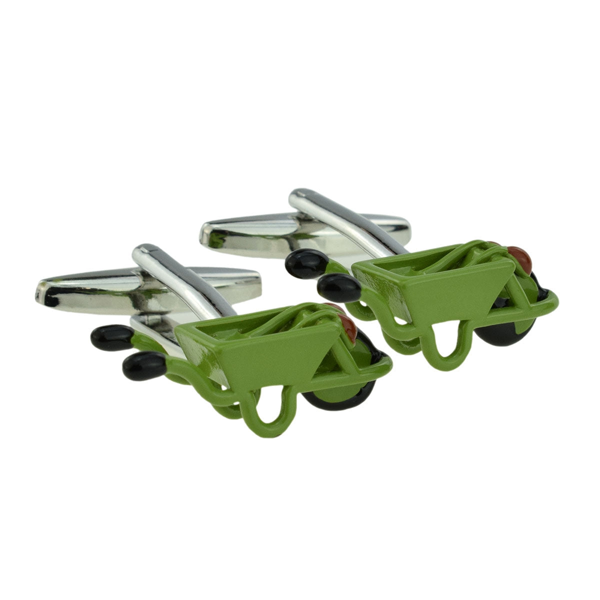 Green Wheelbarrow Design Cufflinks | Ashton and Finch