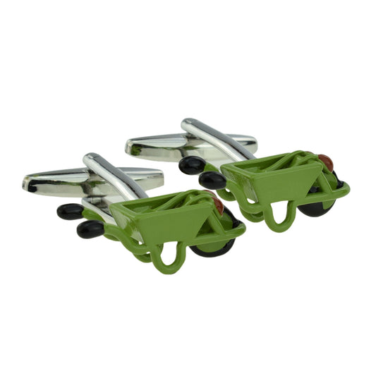 Green Wheelbarrow Design Cufflinks | Ashton and Finch