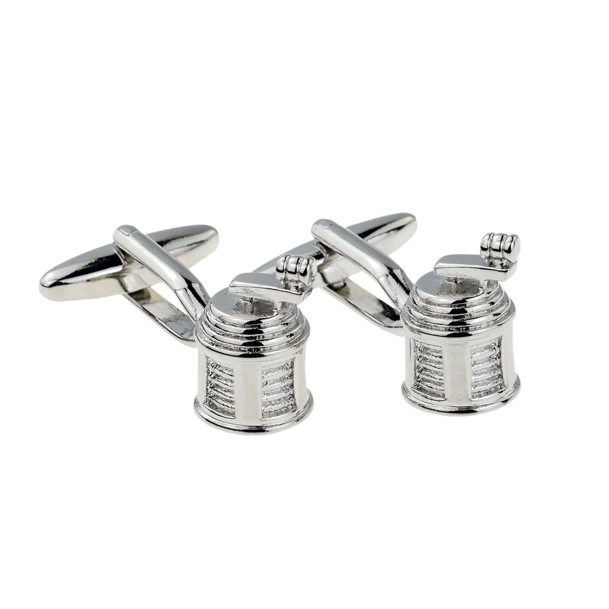 Plain Silver Coloured Fishing Reel Cufflinks | Ashton and Finch