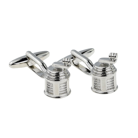 Plain Silver Coloured Fishing Reel Cufflinks | Ashton and Finch