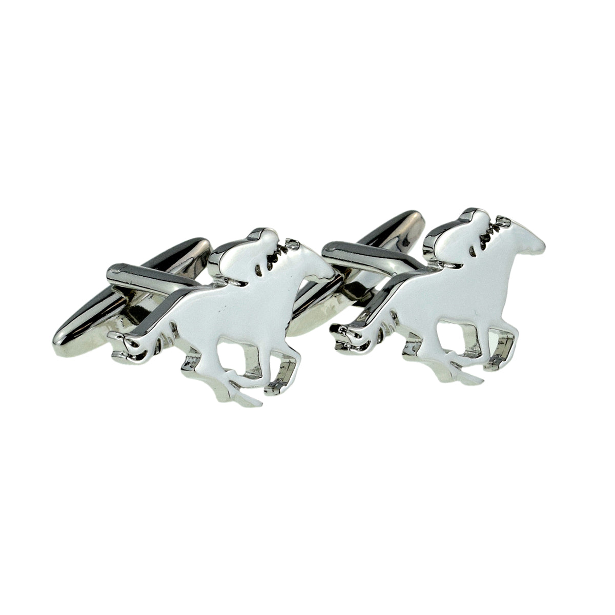 Silhouette of Jockey on Horseback Design Cufflinks | Ashton and Finch