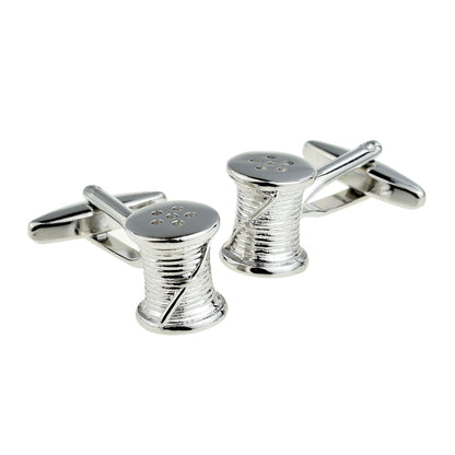 Cotton Reel & Needle Sewing Metal Cufflinks. Themed for 2nd Anniversary Cotton | Ashton and Finch