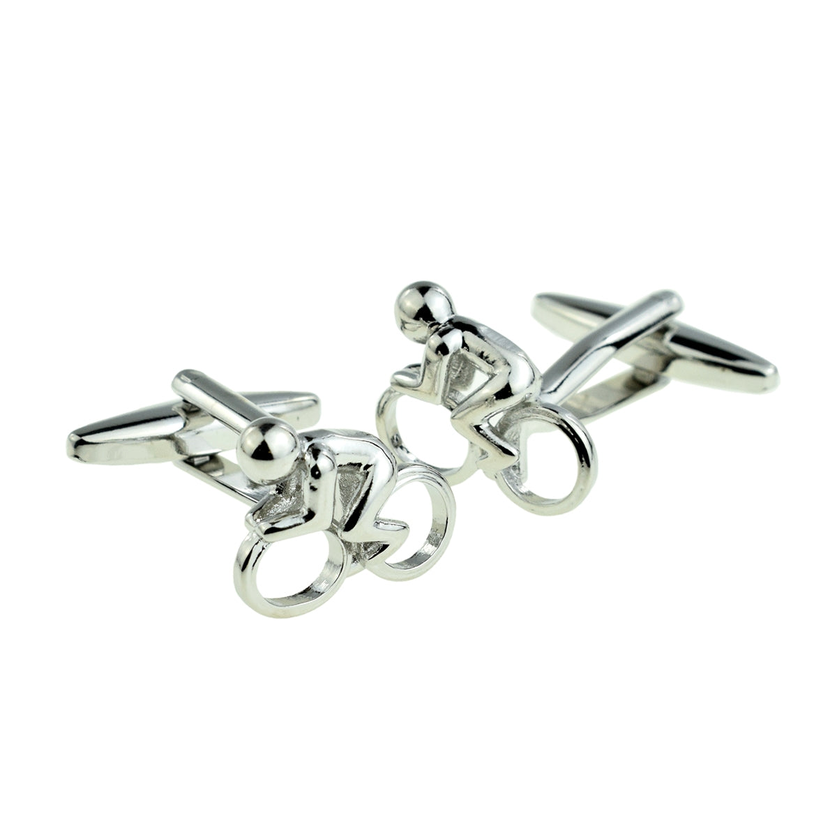 Contemporary Design Cyclist on Bike Cufflinks | Ashton and Finch