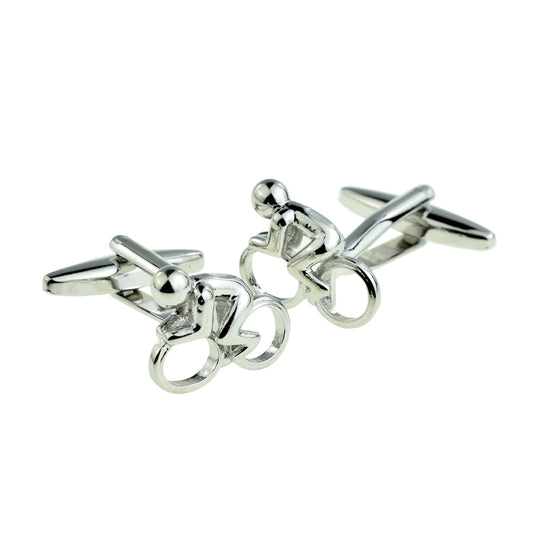 Contemporary Design Cyclist on Bike Cufflinks | Ashton and Finch