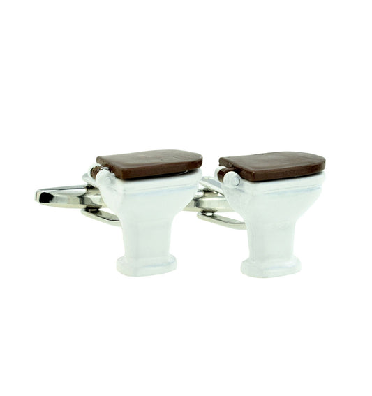 Fun Toilet Design Cufflinks with Moving Lid | Ashton and Finch