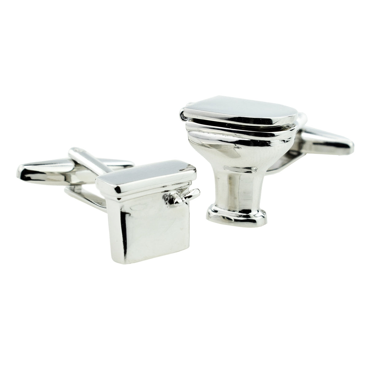 Silver Finish Toilet & Cistern Mixed Pair of Cufflinks | Ashton and Finch