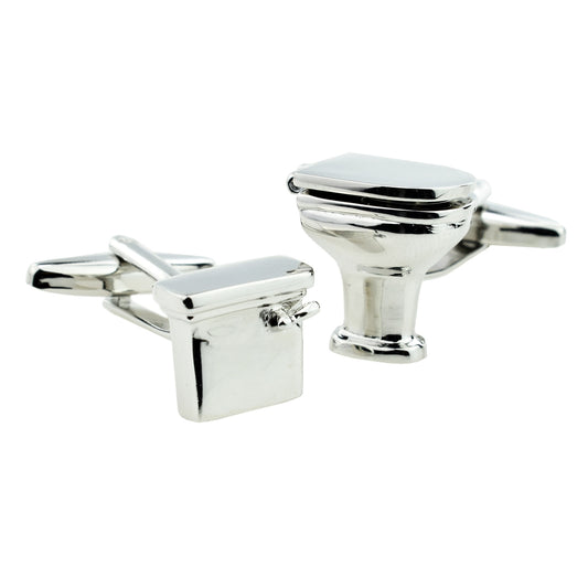 Silver Finish Toilet & Cistern Mixed Pair of Cufflinks | Ashton and Finch