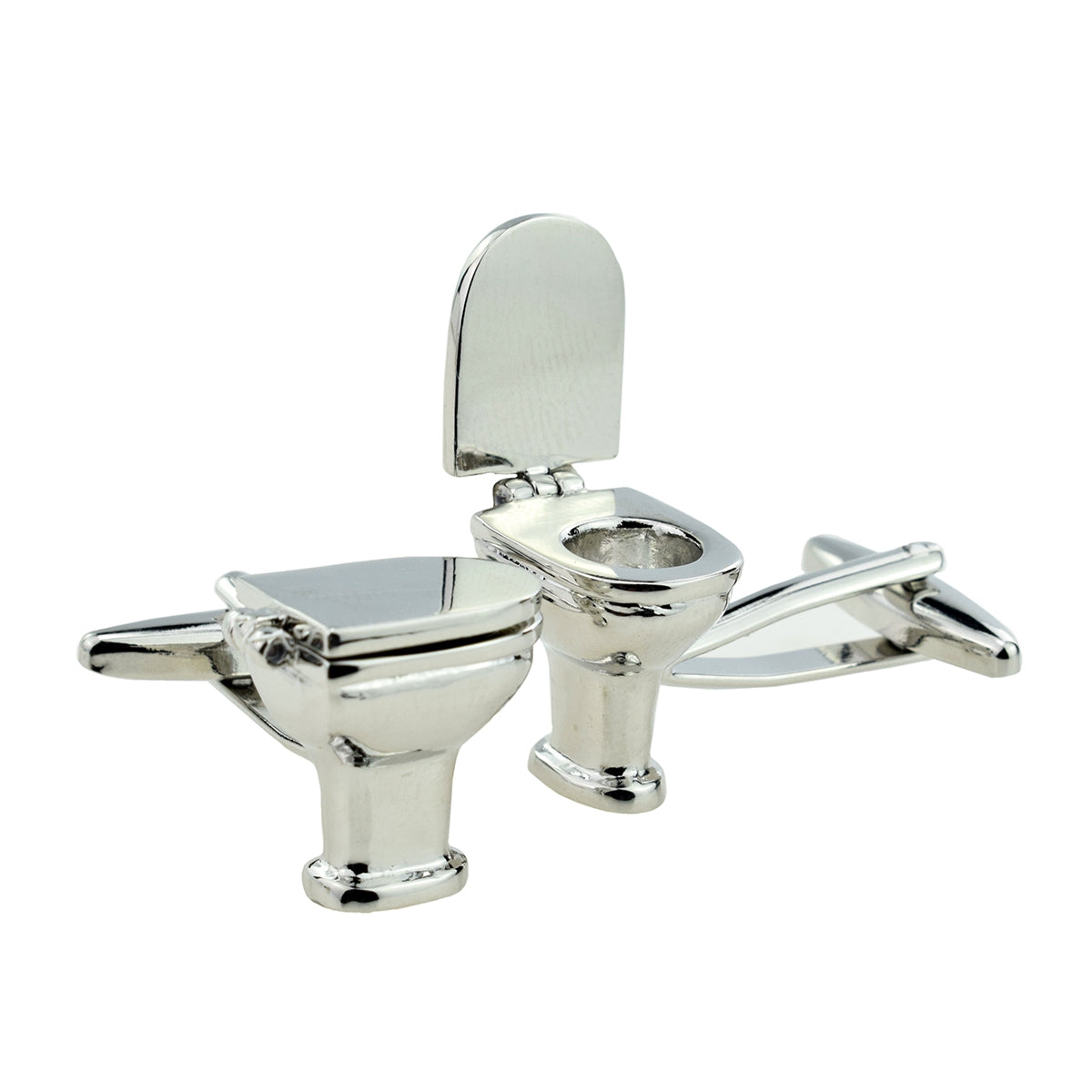Silver Finish Toilet Design Cufflinks | Ashton and Finch