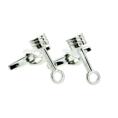 Rhodium Plated Single Piston Design Cufflinks | Ashton and Finch