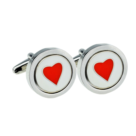 Red Love Heart Round Cufflinks | Ashton and Finch