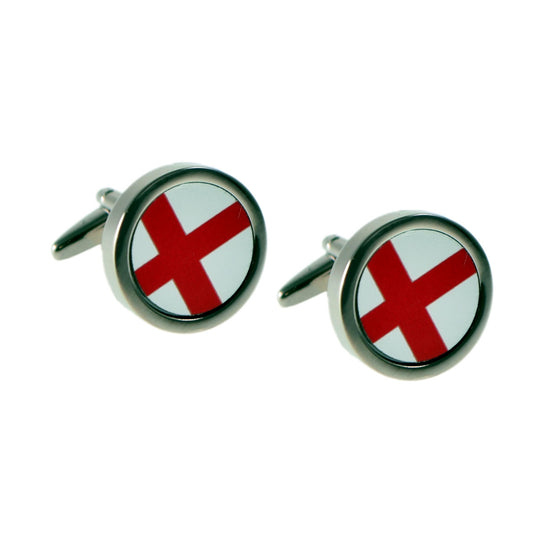 Contemporary Offset George Cross Round Insert Cufflinks | Ashton and Finch