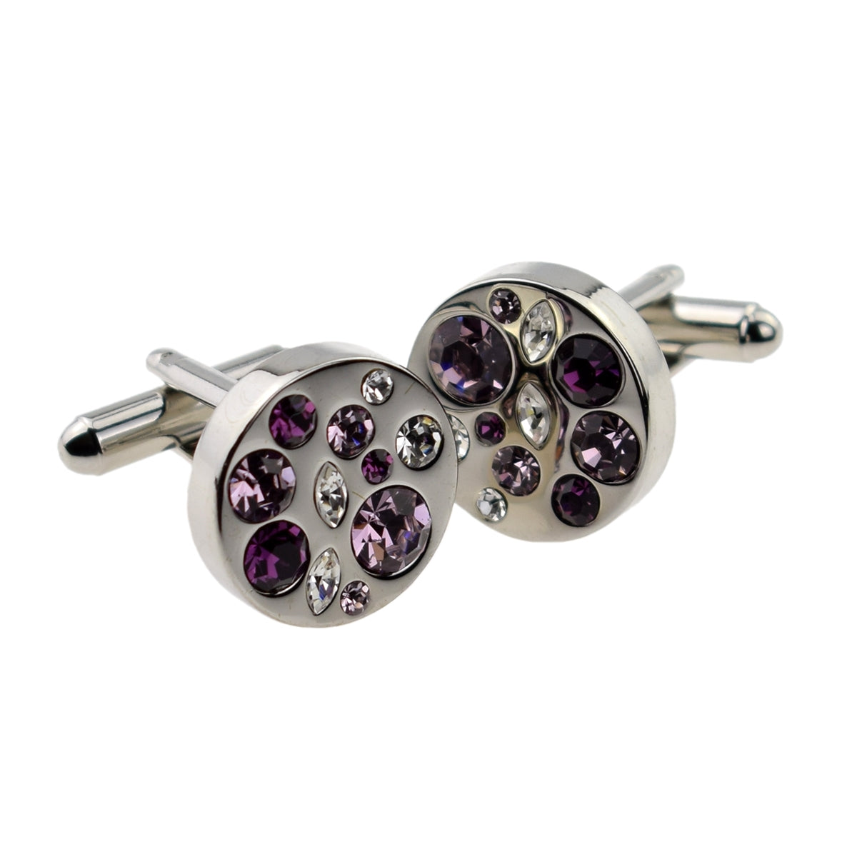 Round Purple Pink & Clear Diamante Cufflinks NOW 33% OFF previous cost | Ashton and Finch