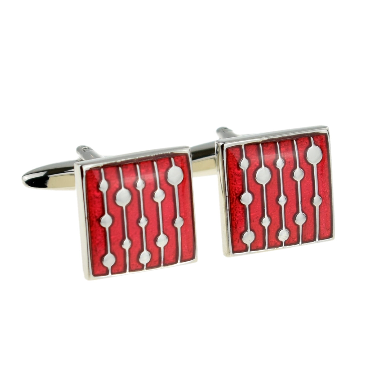 Red with Silver Classic Cufflinks | Ashton and Finch