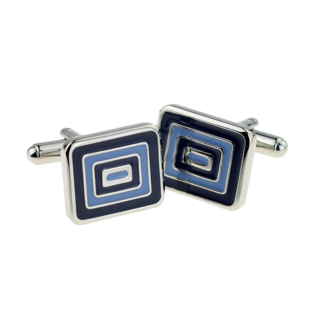 Navy & Light Blue Rectangles Classic Cufflinks | Ashton and Finch