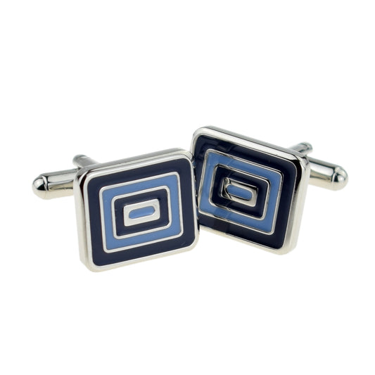 Navy & Light Blue Rectangles Classic Cufflinks | Ashton and Finch