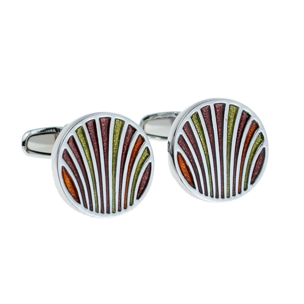 Round Red & Green Peacock Classic Cufflinks | Ashton and Finch