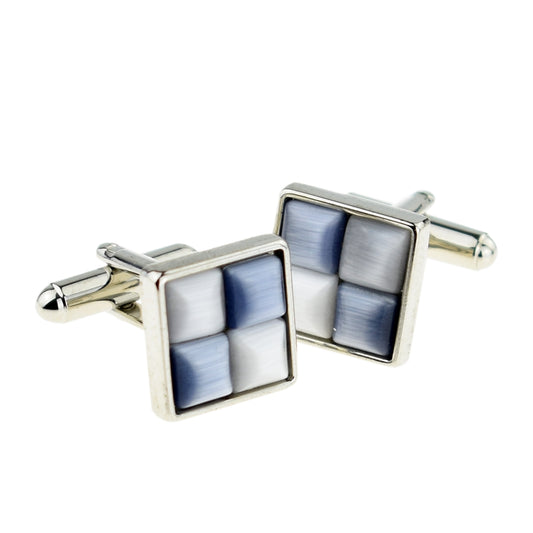 Blue and silver square Classic  cufflinks | Ashton and Finch