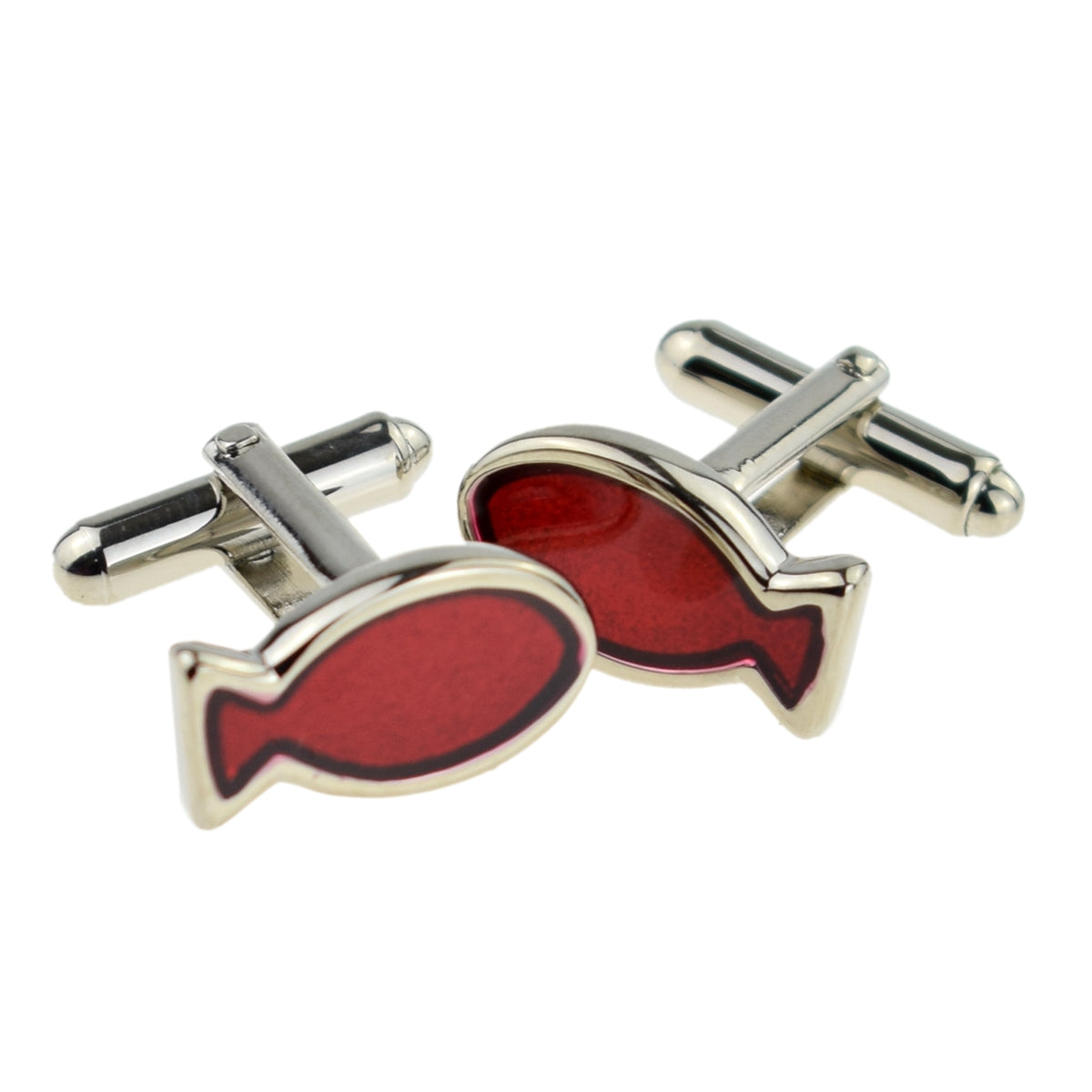 Silver & Red Fish Fishermans Cufflinks | Ashton and Finch