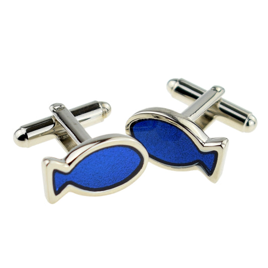 Silver & Blue Fish Fishermans Cufflinks | Ashton and Finch