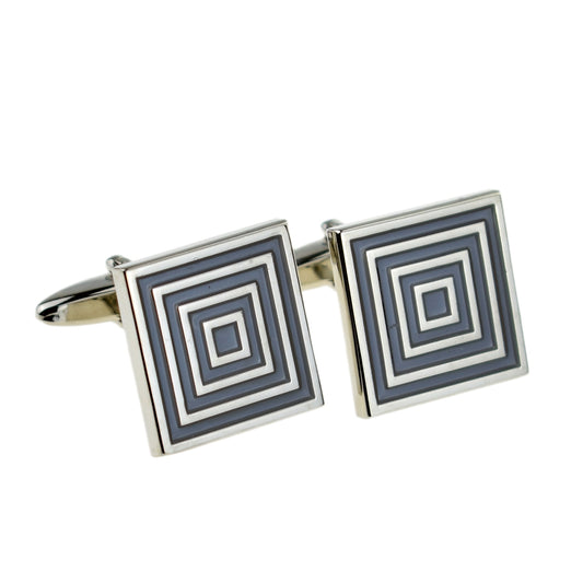 Blue Grey Squares Pattern Classic Cufflinks | Ashton and Finch